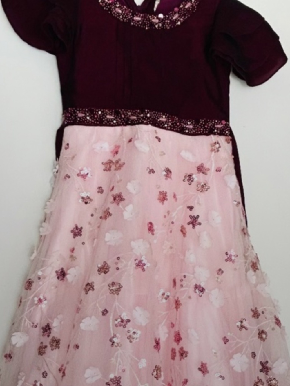 Gorgeous LittleGirl Gown embelished with beads and floral appliqués